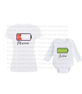 Pack Camiseta gris MA/MA + MI/NI rosa
